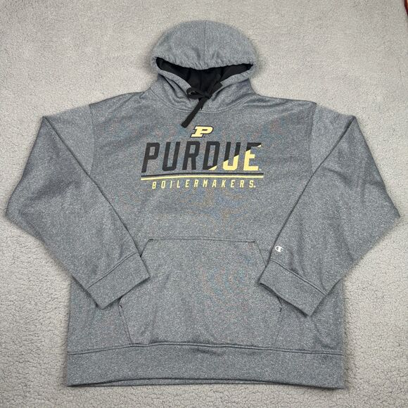 Purdue Boilermakers Hoodie Mens Large Gray Champion Pullover Sweatshirt NCAA - Picture 1 of 10